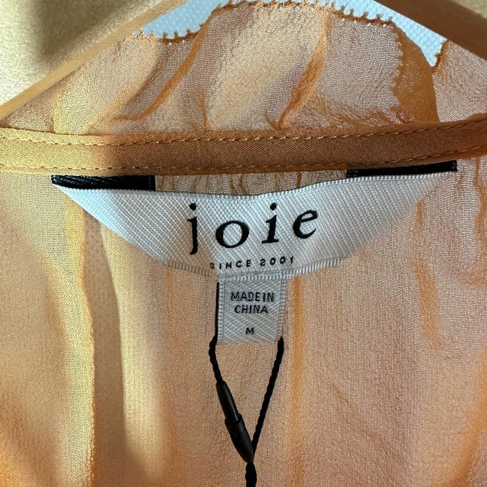Joie The Jindrah Silk Long Sleeve Sheer Top Buckskin Size Medium - Picture 7 of 13